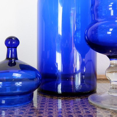 Cobalt Blue Glass Bottles, Set of 2-NYF-2019122