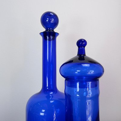 Cobalt Blue Glass Bottles, Set of 2-NYF-2019122