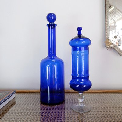 Cobalt Blue Glass Bottles, Set of 2-NYF-2019122