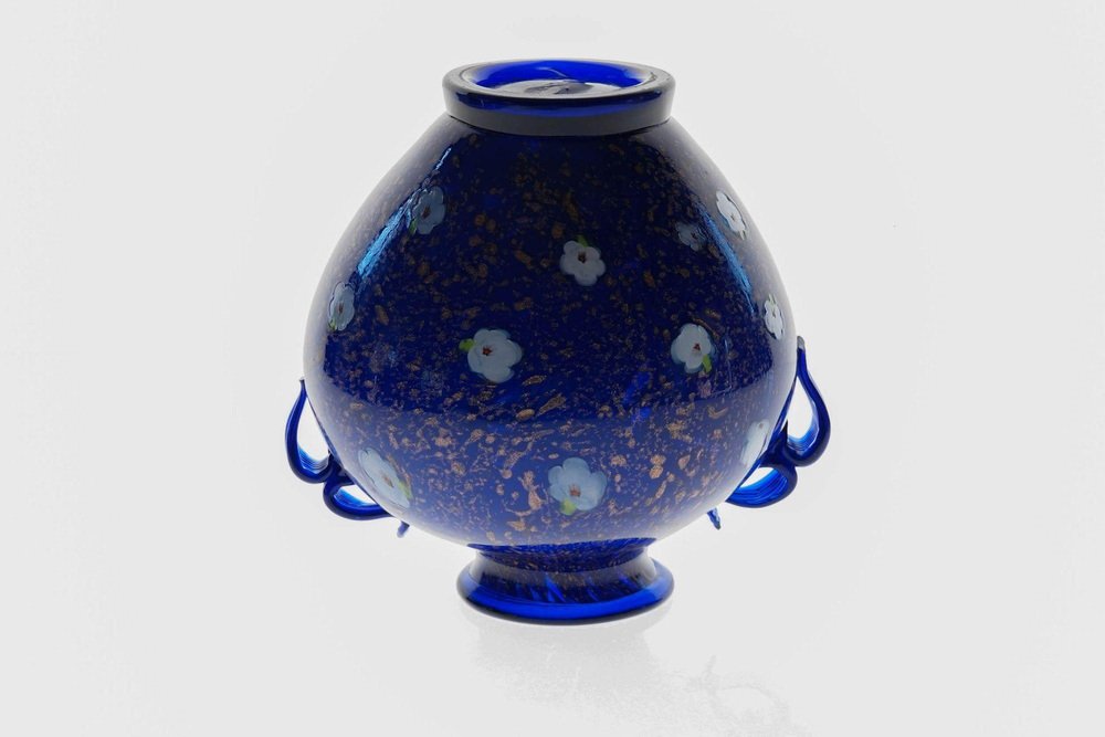 Cobalt Blue Glass Vase by Fratelli Toso, 1950s