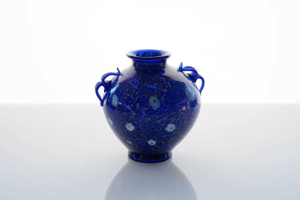 Cobalt Blue Glass Vase by Fratelli Toso, 1950s