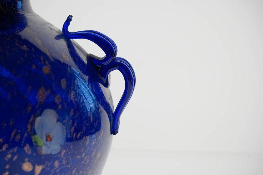 Cobalt Blue Glass Vase by Fratelli Toso, 1950s