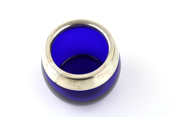 Cobalt Blue Glass Vessel with Silver Edge, 1970s-ZWH-1394816