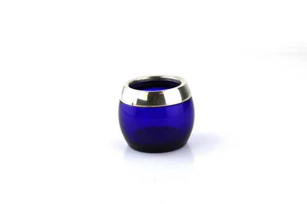 Cobalt Blue Glass Vessel with Silver Edge, 1970s-ZWH-1394816