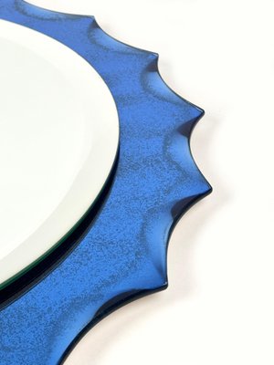 Cobalt Blue Sunburst Wall Mirror in the style of Fontana Arte, Italy, 1960s-LYQ-1436703