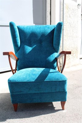 Cobalt Blue Velvet Armchairs by Paolo Buffa, 1950, Set of 2-EH-1185240