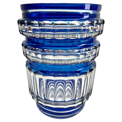 Cobalt Crystal Vase from Val Saint Lambert, Belgium, 1950s