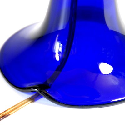 Cobalt Glass Table Lamp, 1960s-GIW-953360