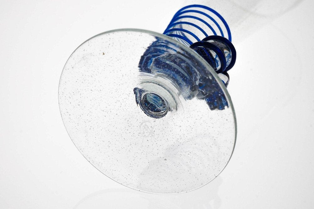 Cobalt Pulegoso Murano Glass Nautilus Flutes from Cenedese, 1950s, Set of 6