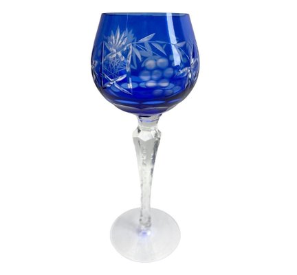 Cobalt Stem Glasses in Crystal, 1950, Set of 6-MJY-1743416