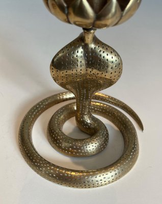 Cobras Candleholders in Chiseled Bronze, 1940s, Set of 2-BA-1706070