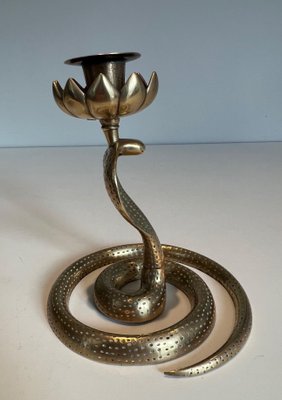 Cobras Candleholders in Chiseled Bronze, 1940s, Set of 2-BA-1706070