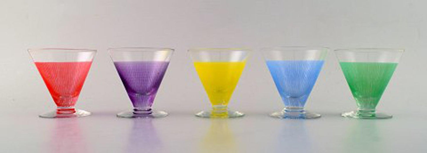 Cocktail Glasses with Decanter & Bottle by Bengt Orup Johansfors, 20th Century, Set of 8