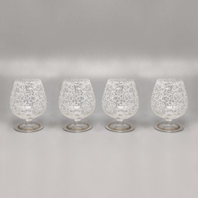 Cocktail Shaker Set with Four Glasses, Italy, 1960s, Set of 5-QGR-1314592