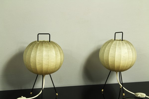 Cocoon Bedside Table Lamps by Friedel Wauer for Goldkant, 1960s, Set of 2-CW-2041283