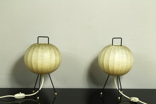 Cocoon Bedside Table Lamps by Friedel Wauer for Goldkant, 1960s, Set of 2-CW-2041283