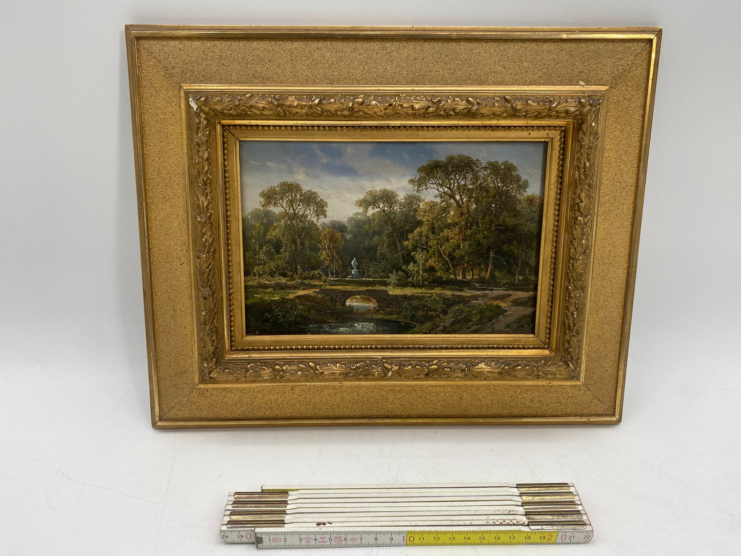 Cölestin Brügner, Miniature Park Landscape, 19th Century, Oil Painting, Framed