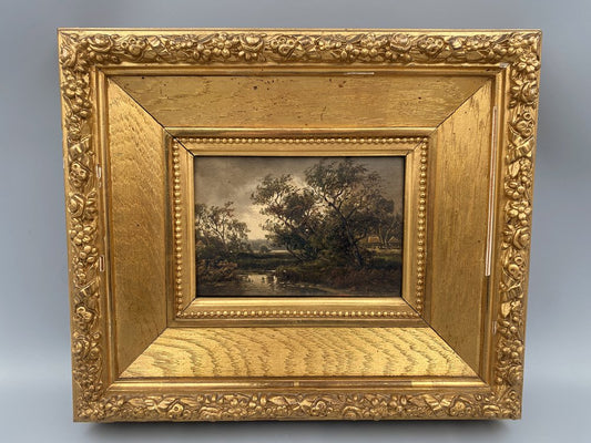 Cölestin Brügner, Pond with Trees, 19th Century, Oil Painting, Framed