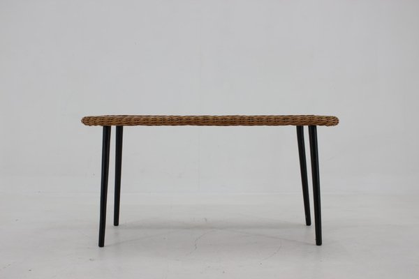 Coffe Table with Rattan Edge, France, 1970s-TZ-1308513