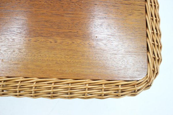 Coffe Table with Rattan Edge, France, 1970s-TZ-1308513