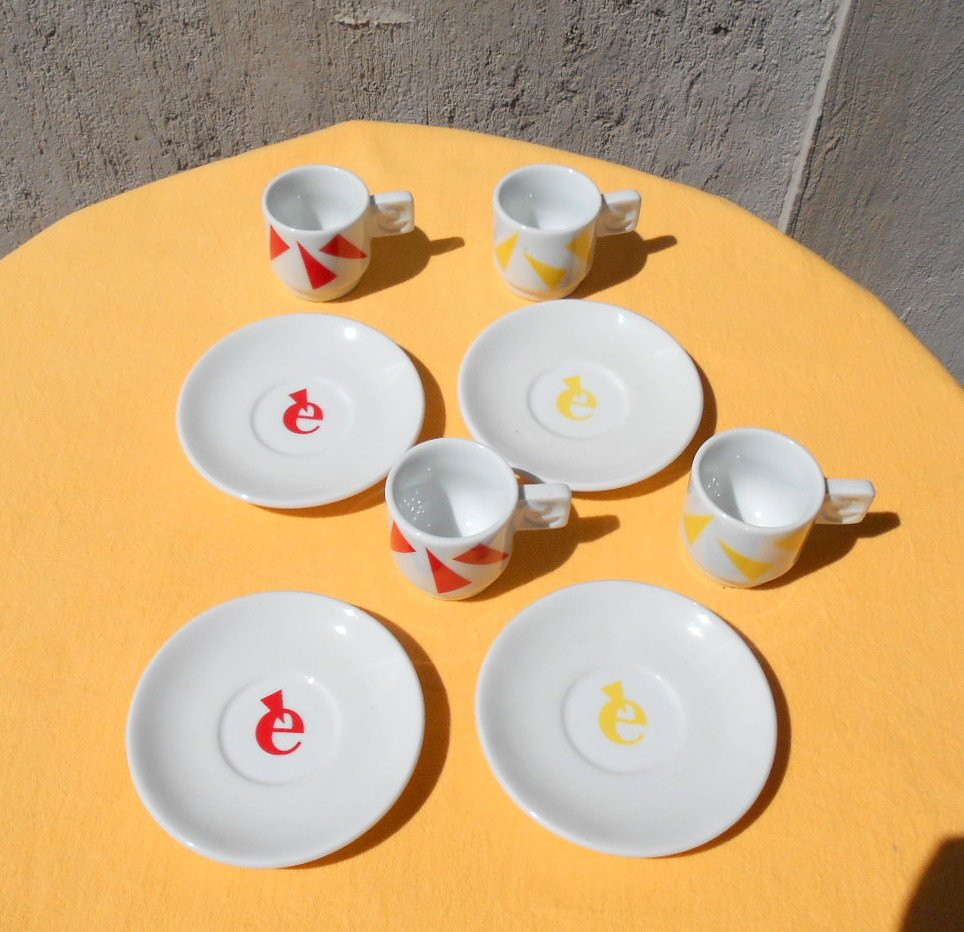 Coffee Cups & Saucers by Arnaldo Pomodoro for IPA, 1990s, Set of 8