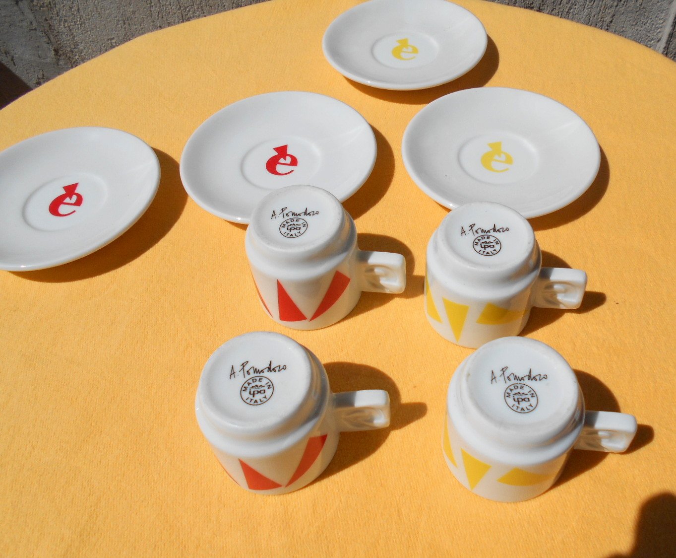 Coffee Cups & Saucers by Arnaldo Pomodoro for IPA, 1990s, Set of 8