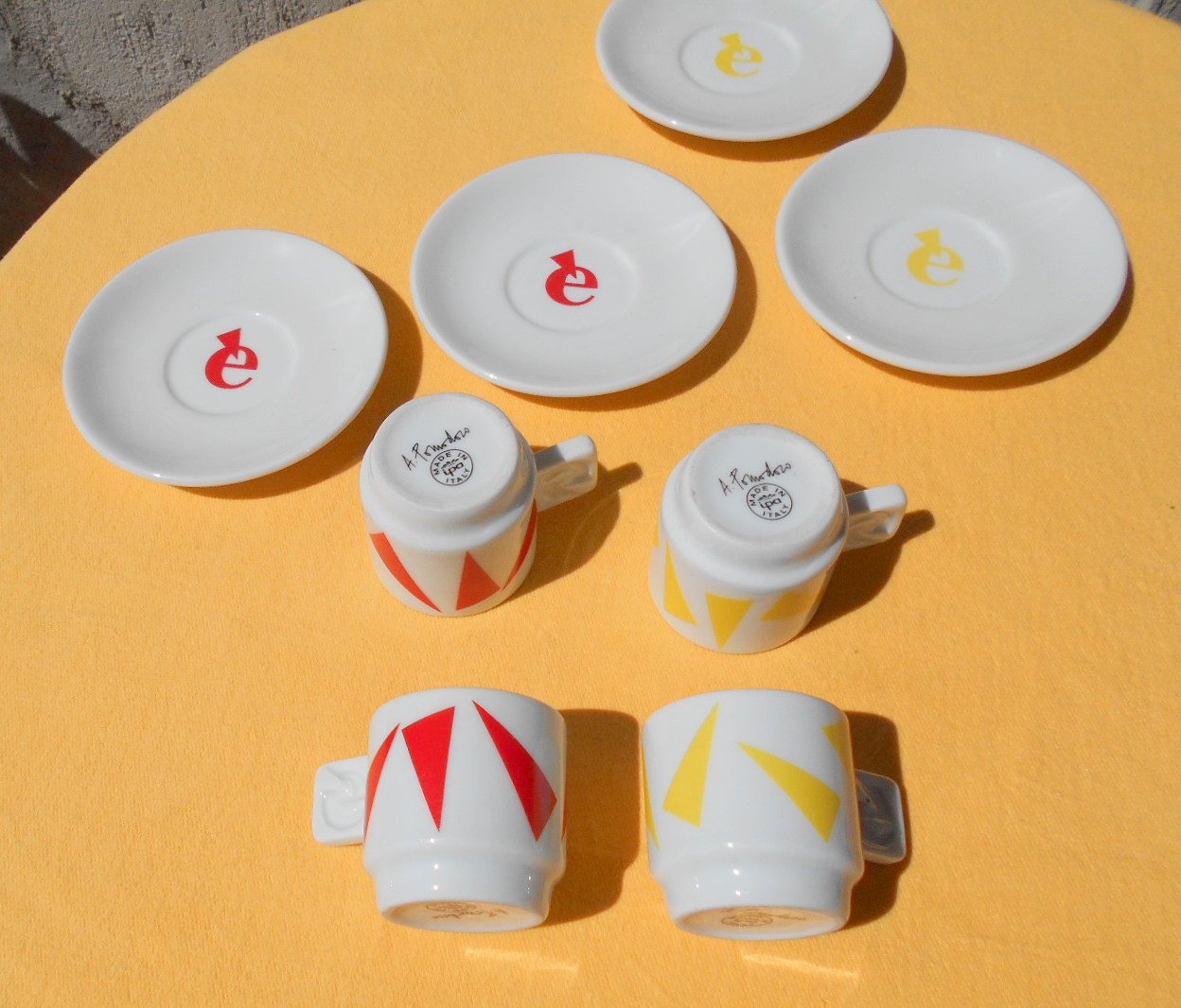 Coffee Cups & Saucers by Arnaldo Pomodoro for IPA, 1990s, Set of 8