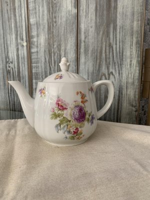 Coffee or Tea Pot with Pastel Flower Decor by C.T. Karl Tielsch Altwasser, Germany, 1940s-OXJ-1754277