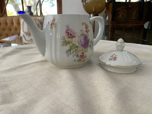 Coffee or Tea Pot with Pastel Flower Decor by C.T. Karl Tielsch Altwasser, Germany, 1940s-OXJ-1754277