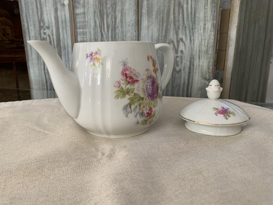 Coffee or Tea Pot with Pastel Flower Decor by C.T. Karl Tielsch Altwasser, Germany, 1940s-OXJ-1754277