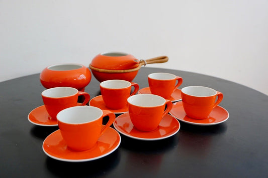 Coffee Set by János Török for Zsolnay Porcelain Manufactory, 1960s, Set of 16