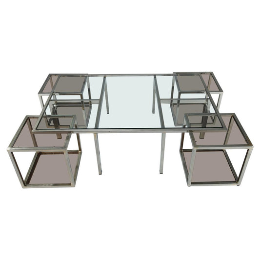 Coffee Table and 4 Removable Side Tables, Set of 5