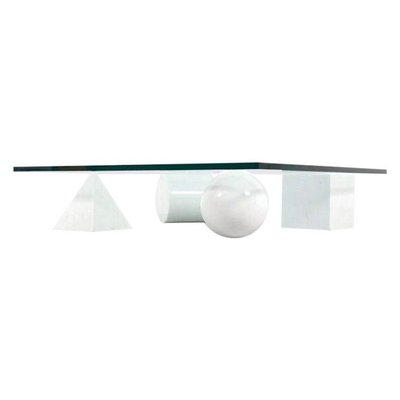 Coffee Table Carrara Marble and Glass from Massimo and Lella Vignelli Metaphora, 1979-QT-1401593