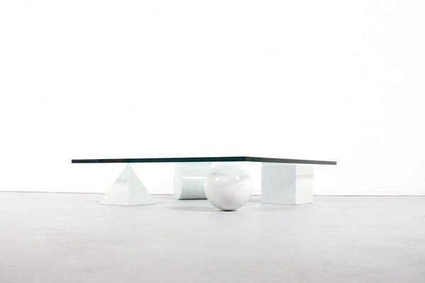 Coffee Table Carrara Marble and Glass from Massimo and Lella Vignelli Metaphora, 1979-QT-1401593