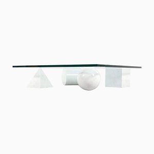 Coffee Table Carrara Marble and Glass from Massimo and Lella Vignelli Metaphora, 1979-QT-1401593