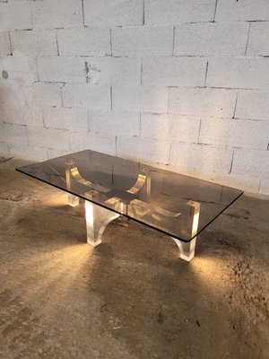 Coffee Table in Acrylic Glass and Illuminating Metal by Philippe Jean, 1970s-SSK-2034613