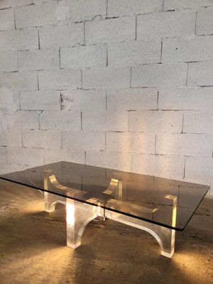 Coffee Table in Acrylic Glass and Illuminating Metal by Philippe Jean, 1970s-SSK-2034613