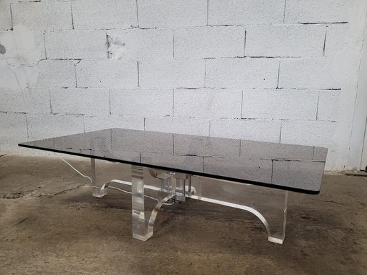 Coffee Table in Acrylic Glass and Illuminating Metal by Philippe Jean, 1970s-SSK-2034613