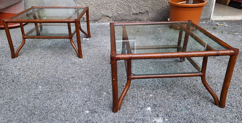 Coffee Table in Bamboo and Glass by Lyda Levi for McGuire, 1970s-OHK-1822839