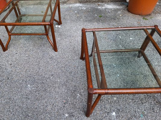 Coffee Table in Bamboo and Glass by Lyda Levi for McGuire, 1970s-OHK-1822839