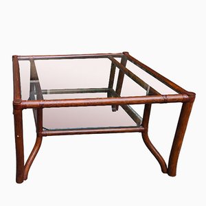 Coffee Table in Bamboo and Glass by Lyda Levi for McGuire, 1970s-OHK-1822839