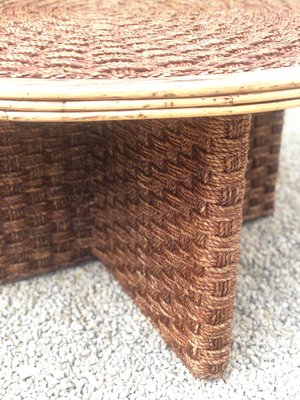 Coffee Table in Braided Rope and Rattan, 1970s-SSK-2034729