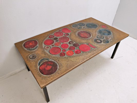 Coffee Table in Brass and Ceramic, 1968-FGA-923800