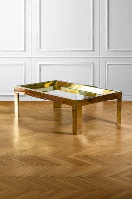 Coffee Table in Brass and Chromed Metal with Glass Top, Italy, 1970-MNF-1752295