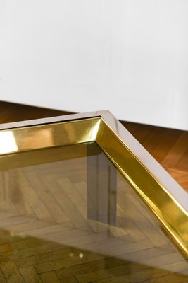 Coffee Table in Brass and Chromed Metal with Glass Top, Italy, 1970-MNF-1752295