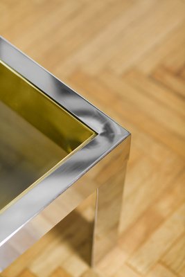 Coffee Table in Brass and Chromed Metal with Glass Top, Italy, 1970-MNF-1752295