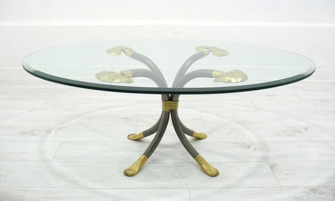 Coffee Table in Brass and Iron by Manfred Bredohl, Germany, 1980s-WVA-1802381