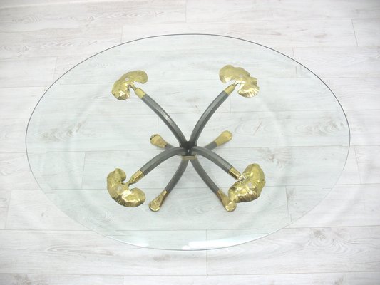 Coffee Table in Brass and Iron by Manfred Bredohl, Germany, 1980s-WVA-1802381