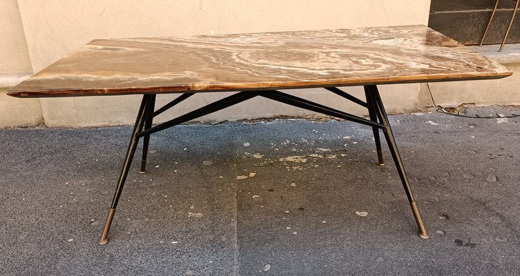 Coffee Table in Brass & Marble, 1950s-OHK-1738911