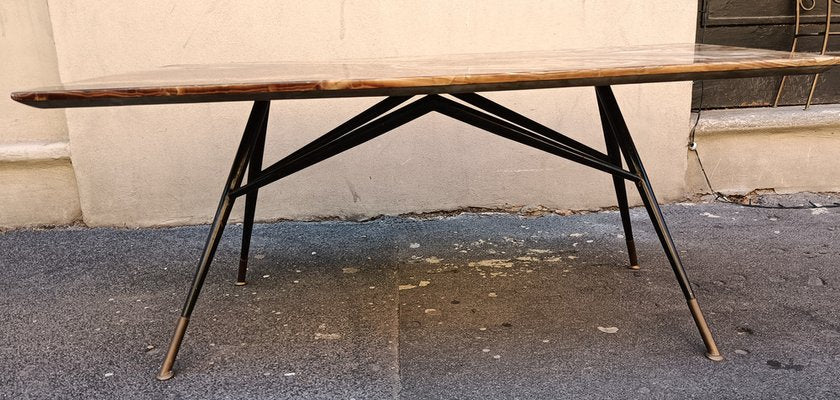 Coffee Table in Brass & Marble, 1950s-OHK-1738911